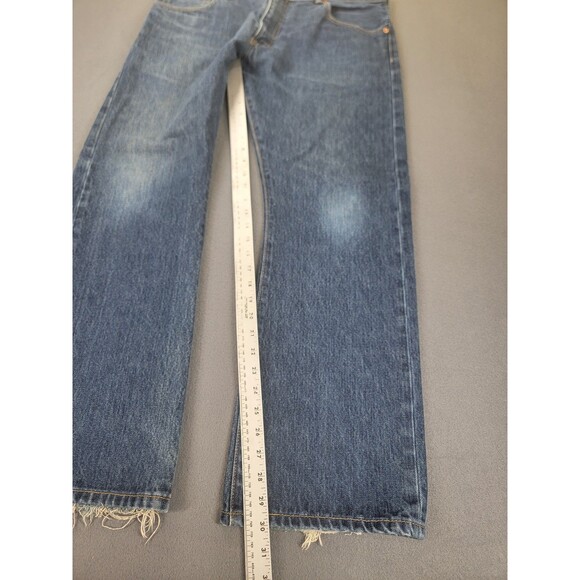 Levis 517 Jeans Mens 36x30 Blue Denim Bootcut Straight Leg Distressed Raw Hem - Picture 2 of 15
